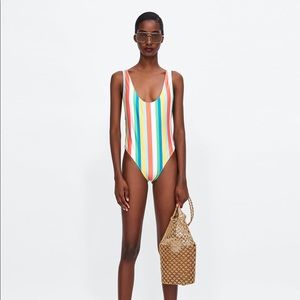 ZARA striped one-piece bathing suit